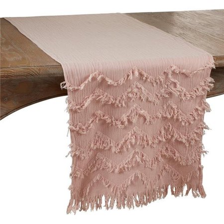 SARO LIFESTYLE SARO 1872.RS1672B 16 x 72 in. Oblong Chevron Table Runner with Rose Fringe Design 1872.RS1672B